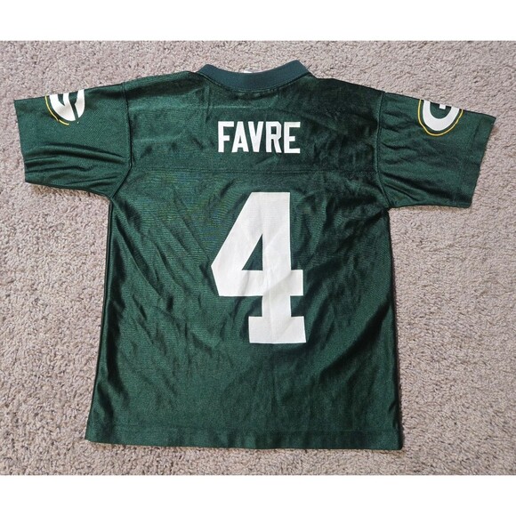 Nfl Green Bay Packers Brett Favre Youth #4 Jersey size Small 8 Green Gold - Picture 4 of 6